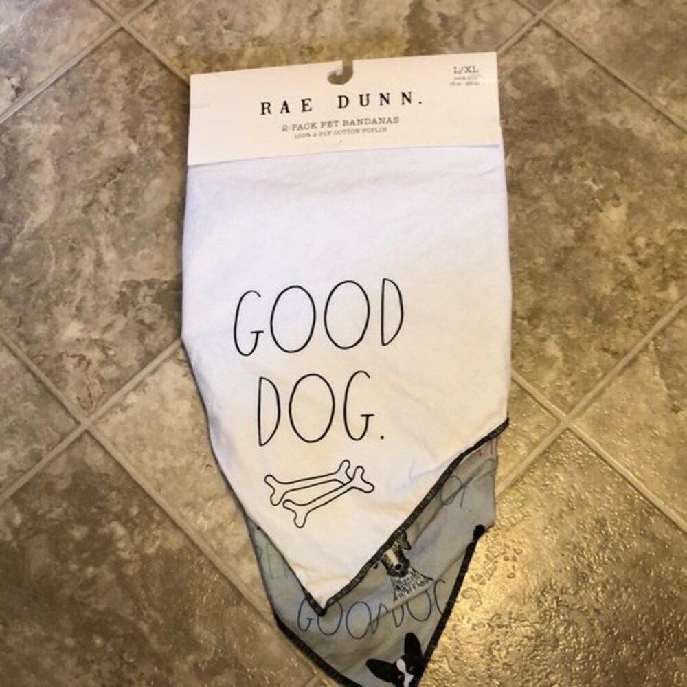Rae Dunn 2 pack pet bandanas size L/XL